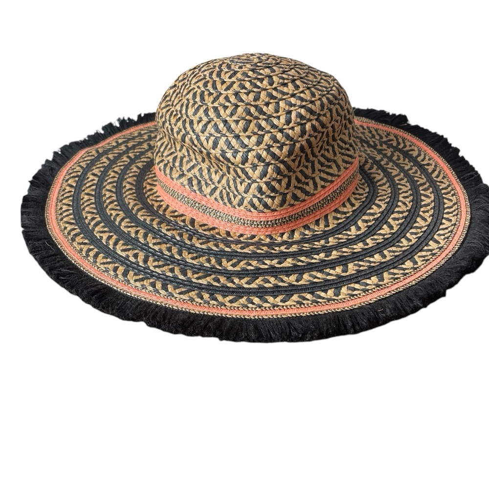 Stylish Black and Tan Woven‎ Sun Hat